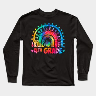 Rainbow Hello 4th Grade Teacher Back To School Long Sleeve T-Shirt